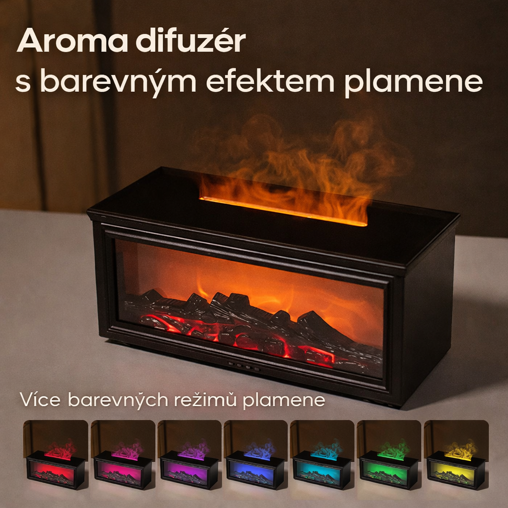 Aroma difuzér s efektem krbu + 6 OLEJÍČKŮ ZDARMA