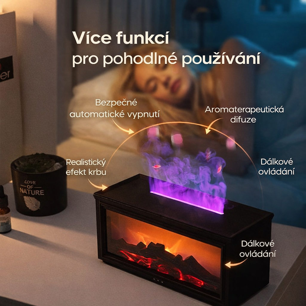 Aroma difuzér s efektem krbu + 6 OLEJÍČKŮ ZDARMA